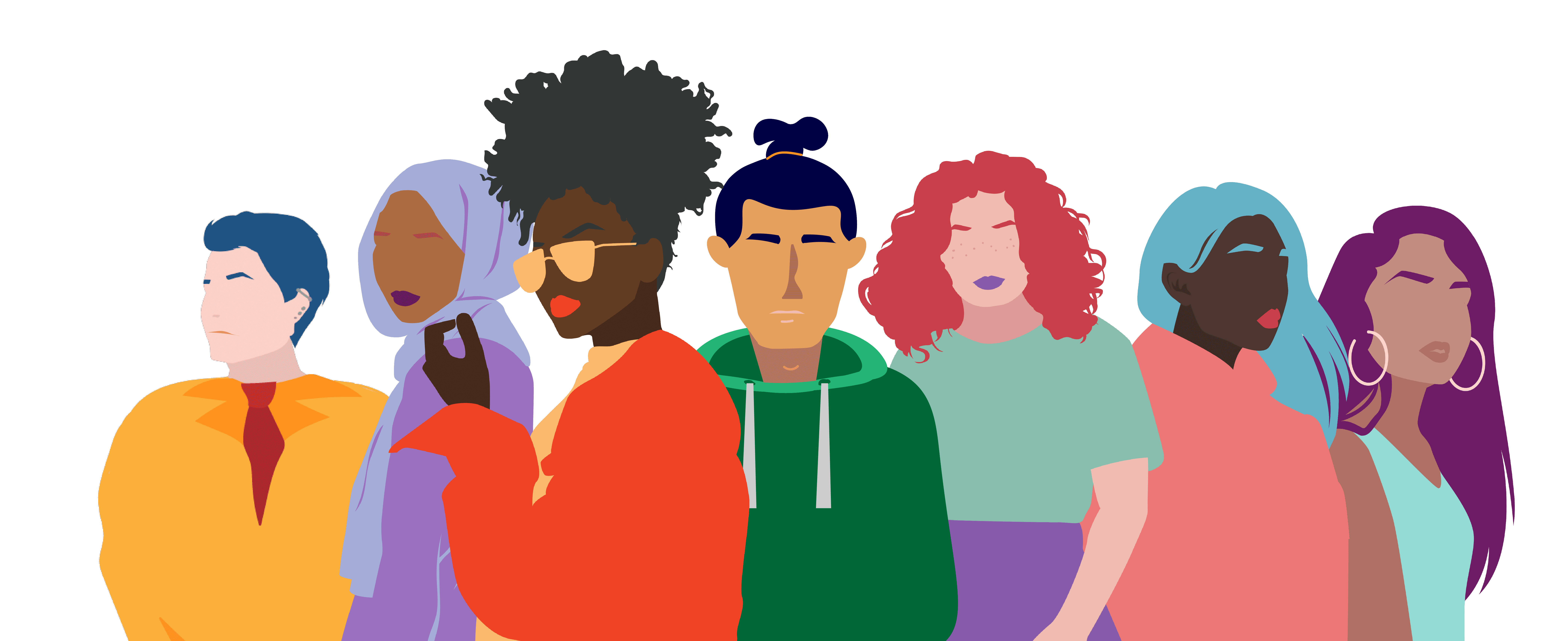 Graphic of a diverse group of people: header image