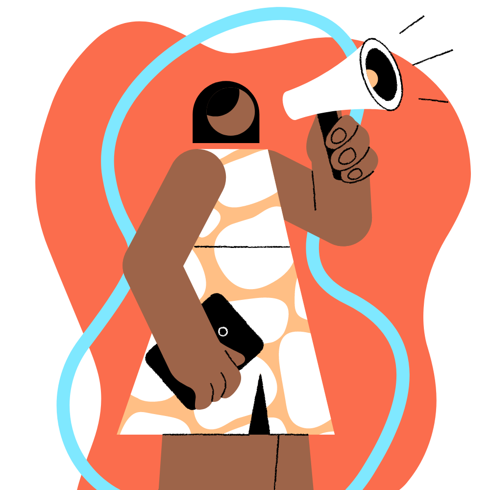 Submit feedback: person with megaphone